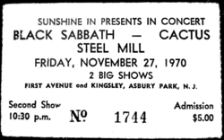 Black Sabbath / Cactus / Steel Mill / Bruce Springsteen on Nov 27, 1970 [717-small]
