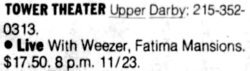 Live / Weezer / The Fatima Mansions on Nov 23, 1994 [974-small]