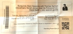 Burgundy Stain Sessions with Thomas Bartlett (Doveman), Norah Jones, Joan As Policewoman, Steve Salett + very special guests on Sep 5, 2017 [717-small]