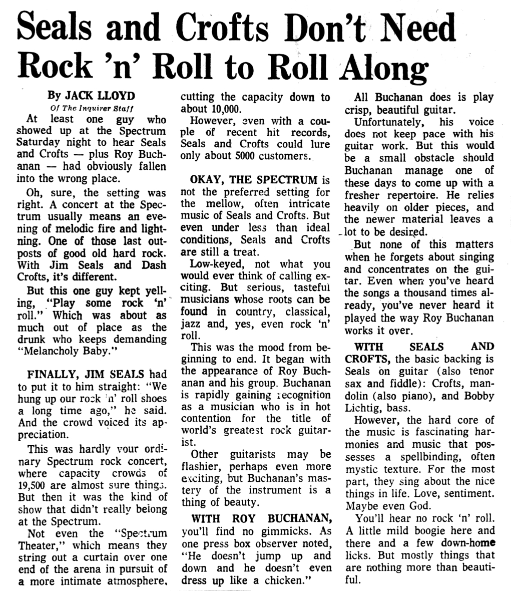 Seals & Crofts Concert & Tour History Concert Archives