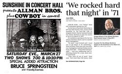 Allman Brothers Band / Cowboy / Bruce Springsteen on Mar 27, 1971 [765-small]