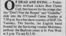 From "Applause", Fri. Sept. 5, 1986, p. 1, Blue Oyster Cult / Savatage on Sep 7, 1986 [263-small]