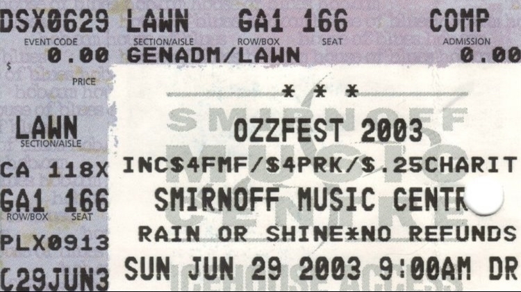 Jun 29, 2003: Ozzfest 2003 at Smirnoff Music Centre Dallas, Texas
