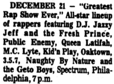 Public Enemy / DJ Jazzy Jeff & the Fresh Prince / Queen Latifah / Naughty By Nature / Geto Boys / Kid 'N Play / A Tribe Called Quest / Leaders of the New School / MC Lyte on Dec 21, 1991 [568-small]