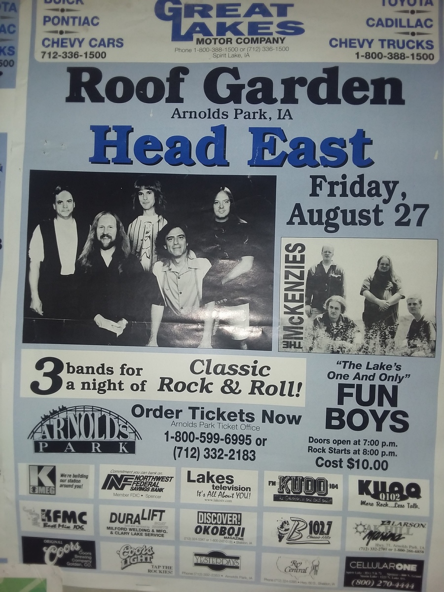 Concert History of The Roof Garden Arnolds Park, Iowa, United States