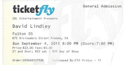 Actual event ticket to David Lindley at Fulton 55, David Lindley on Sep 4, 2011 [570-small]