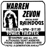 Warren Zevon / Raindogs on Feb 9, 1990 [946-small]