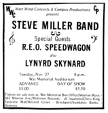 Steve Miller Band / REO Speedwagon / Lynyrd Skynyrd on Nov 27, 1973 [917-small]