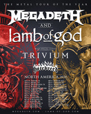 Megadeth/Lamb of God Tour Poster, tags: Megadeth, Trivium, Hatebreed, Lamb Of God, Camden, New Jersey, United States, Gig Poster, BB&T Pavilion - Megadeth / Lamb of God / Trivium / Hatebreed on Sep 15, 2021 [727-small]