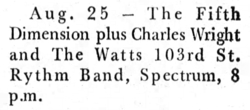 Fifth Dimension / Charles Wright / The Watts 103rd St Rythym Band on Aug 25, 1970 [732-small]