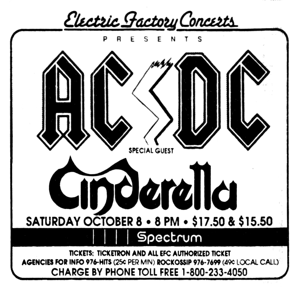 08, 1988: AC/DC / Cinderella at The Spectrum Philadelphia, Pennsylvania, United Concert Archives