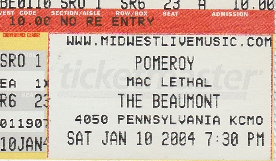 Jan 10, 2004 Pomeroy / Mac Lethal at The Beaumont Club Kansas City, Missouri, United States