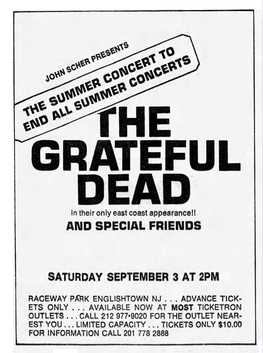 Grateful Dead Setlist Raceway Park, Englishtown, NJ, USA 1977