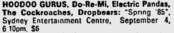 Hoodoo Gurus / Do-Ré-Mi / Electric Pandas / The Cockroaches / Dropbears on Sep 4, 1985 [719-small]