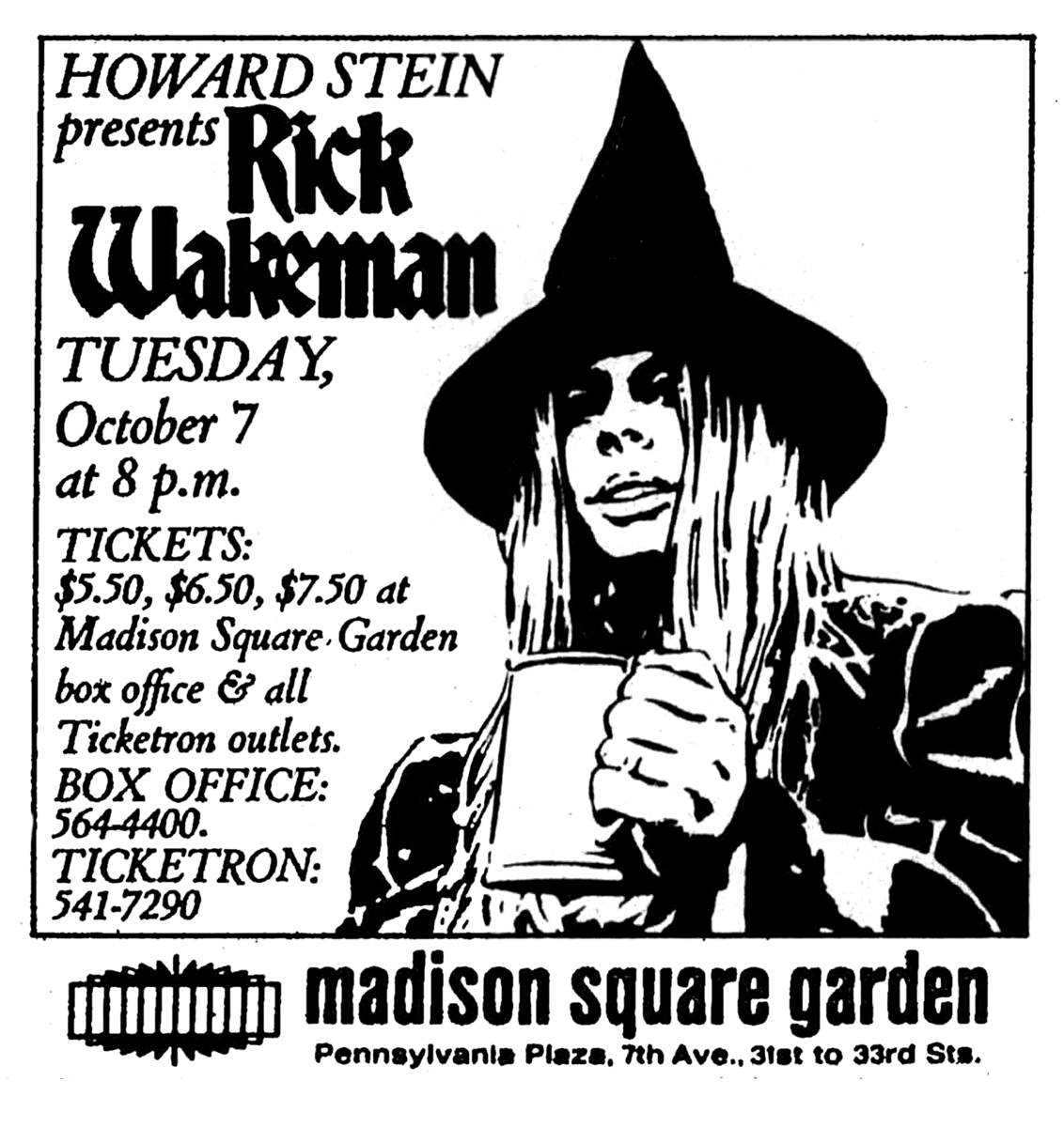 Oct 07, 1975 Rick Wakeman at Madison Square Garden New York, New York