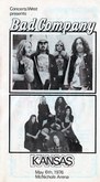 Bad Company & Kansas Program - May 6, 1976 - McNichols Arena, Denver, CO - Cover Page, Kansas / Bad Company on May 6, 1976 [612-small]