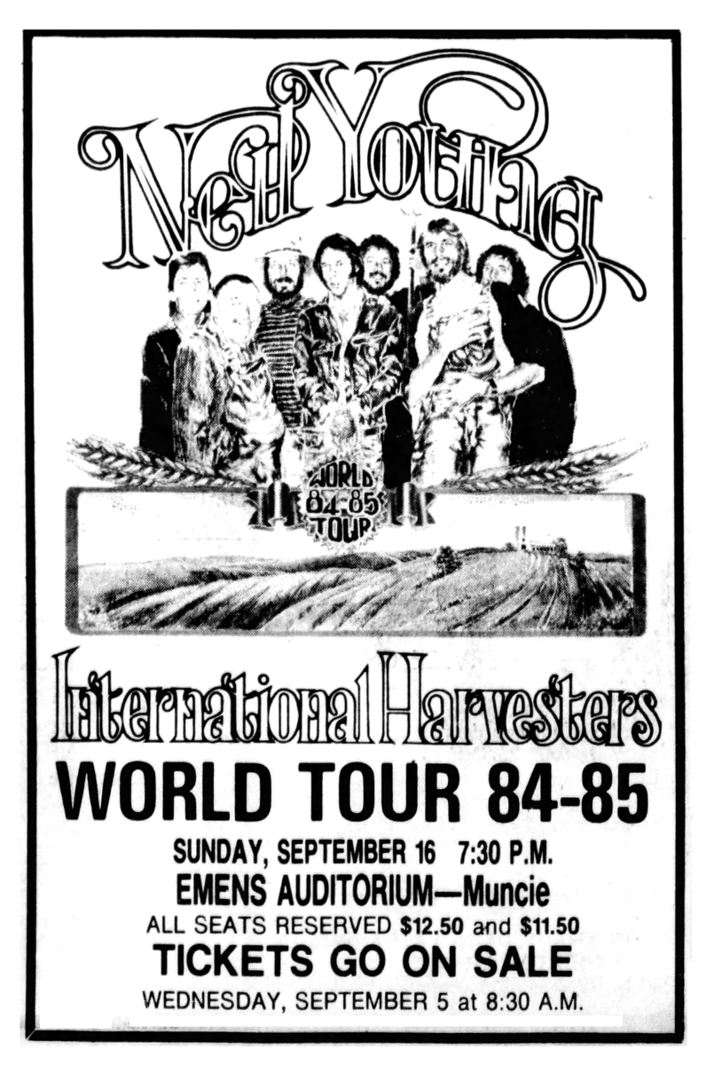 Neil Young With The International Harvesters Concert & Tour History