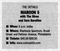 Maroon 5 / Sara Bareilles / The Hives on Oct 13, 2007 [428-small]