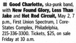 Good Charlotte / New Found Glory / Less Than Jake / Hot Rod Circuit on May 2, 2003 [779-small]