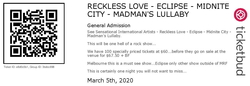 Initial ticket before band line up change, Reckless Love / White Widdow / Midnite City / Warbirds on Mar 5, 2020 [523-small]