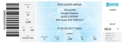 Ticket for original venue, Alice Cooper / Ace Frehley on Oct 20, 2017 [530-small]