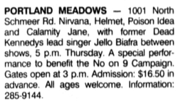Nirvana / Calamity Jane / Helmet / Poison Idea on Sep 10, 1992 [659-small]