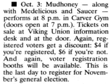 Nirvana / Mudhoney / Medelicious / Saucer on Oct 3, 1992 [662-small]