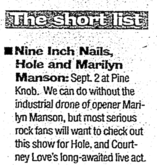 Nine Inch Nails / Hole / Marilyn Manson on Sep 2, 1994 [734-small]