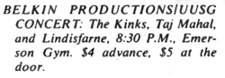 The Kinks / Taj Mahal / Lindisfarne on Mar 11, 1972 [701-small]