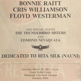 Bonnie Raitt / Cris Williamson / Floyd Westerman / The Thunderbird Sisters  / Edmond Nevaquaya on Mar 28, 1981 [752-small]