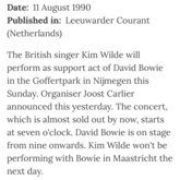 David Bowie / Kim Wilde on Aug 18, 1990 [860-small]