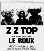 ZZ Top  / Le Roux  on Mar 26, 1982 [689-small]