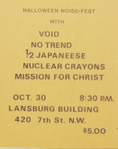 tags: 1/2 Japanese, No Trend, Nuclear Crayons, Mission For Christ, Death Camp 2000, Washington, D.C., United States, Gig Poster - 1/2 Japanese / Death Camp 2000 / No Trend / Nuclear Crayons / Mission For Christ on Oct 30, 1983 [454-small]
