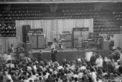 Conqueror Worm opening bands equipment for Cream concert stage setup SUNN Amps,Rodgers Drums,Hammond B3 organ October 13th 1968 at Chicago's Coliseum, Cream / Conqueror Worm on Oct 13, 1968 [367-small]