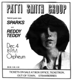 Patti Smith / Sparks / Reddy Teddy on Dec 4, 1976 [460-small]