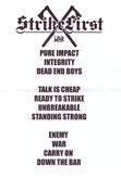 Strike First. Setlist. Pandemonium - Covington, KY 19 Mar 2022, Straight Laced / Strike First / Defiant State / IdleAires on Mar 19, 2022 [207-small]