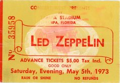 tags: Led Zeppelin, Tampa, Florida, United States, Ticket, Tampa Stadium - Led Zeppelin on May 5, 1973 [337-small]