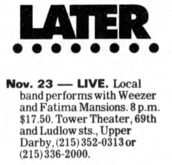 Live / Weezer / The Fatima Mansions on Nov 23, 1994 [867-small]
