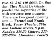 They Might Be Giants / Frente / Frank Black on Oct 23, 1994 [889-small]