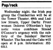 The Cranberries / The Sea And The Cake on Aug 10, 1994 [928-small]