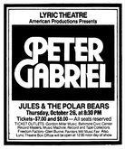 Peter Gabriel / Jules & The Polar Bears on Oct 26, 1978 [086-small]