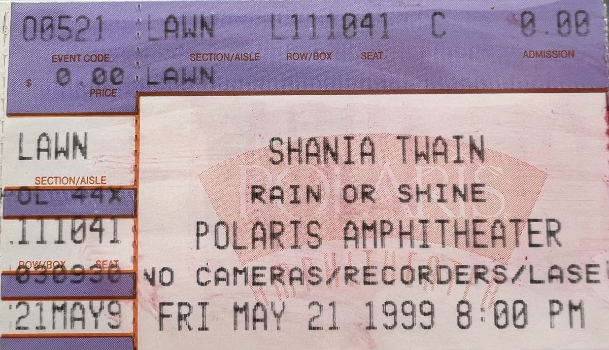 May 21, 1999 Shania Twain at Polaris Amphitheater Columbus, Ohio