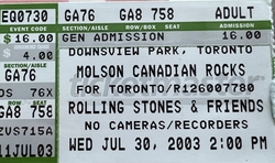 The Rolling Stones / AC/DC / Justin Timberlake / The Flaming Lips / Rush / The Guess Who / Sam Roberts / Blue Rodeo / The Isley Brothers / Sass Jordan / Sarah Harmer / The Tea Party / La Chicane / Kathleen Edwards / Jeff Healey / Blues Brothers on Jul 30, 2003 [830-small]
