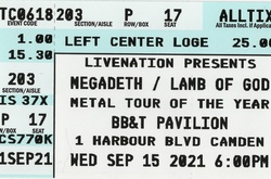 Metal Tour of the Year Ticket Stub (Unofficial)
, tags: Ticket - Megadeth / Lamb of God / Trivium / Hatebreed on Sep 15, 2021 [922-small]