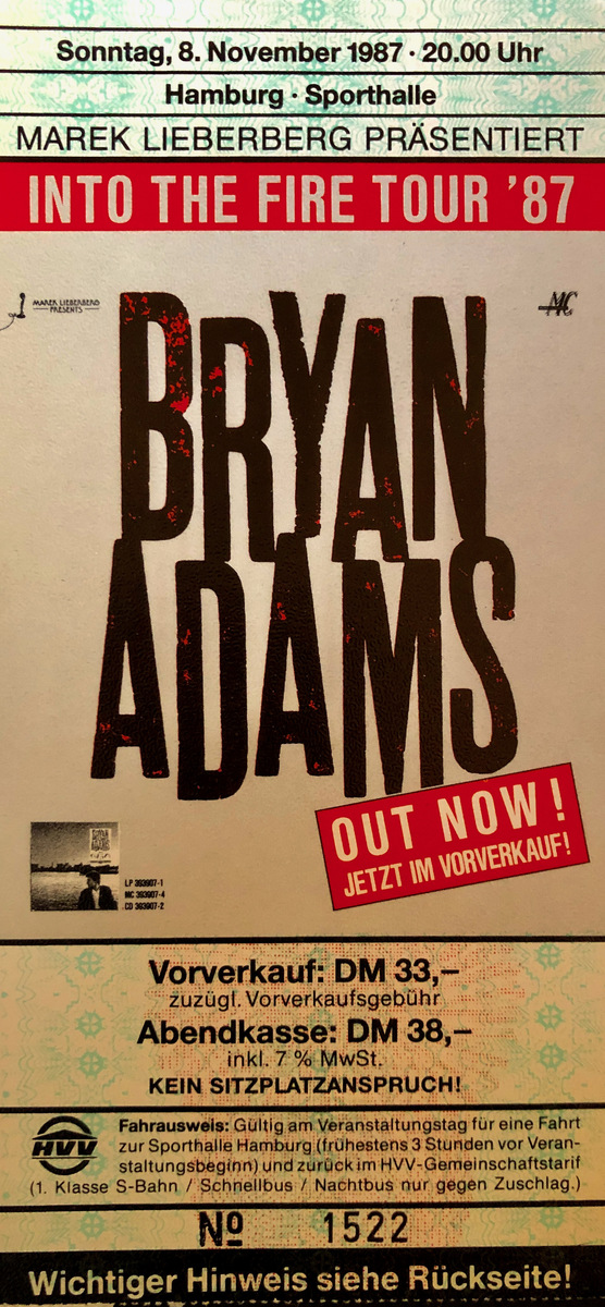 bryan adams tour 1987