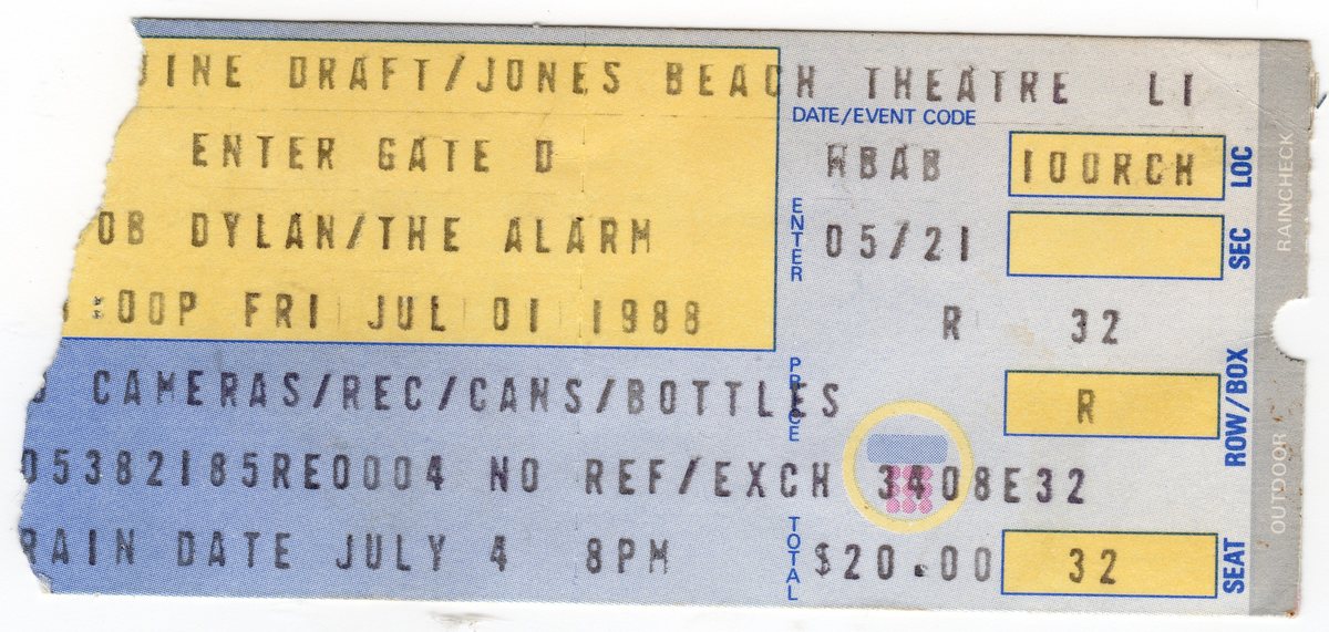 Jul 01, 1988: The Alarm / Bob Dylan at Jones Beach Marine Theater