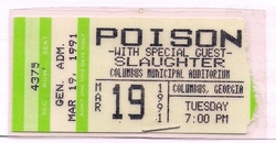 tags: Poison, Slaughter, Columbus, Georgia, United States, Ticket, Columbus Municipal Auditorium - Poison / Slaughter on Mar 19, 1991 [892-small]