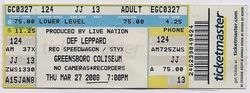 Concert # 76 For Me, tags: Def Leppard, REO Speedwagon, Styx, Greensboro, North Carolina, United States, Greensboro Coliseum - Def Leppard / REO Speedwagon / Styx on Mar 27, 2008 [280-small]
