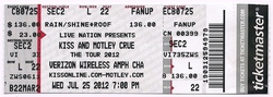 Concert # 91 For Me, tags: KISS, Mötley Crüe, Charlotte, North Carolina, United States, Ticket, Verizon Wireless Amphitheater  - KISS / Mötley Crüe on Jul 25, 2012 [316-small]