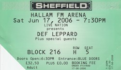 Ticket Stub, Def Leppard / Cheap Trick / Sensational Alex Harvey Band on Jun 17, 2006 [161-small]
